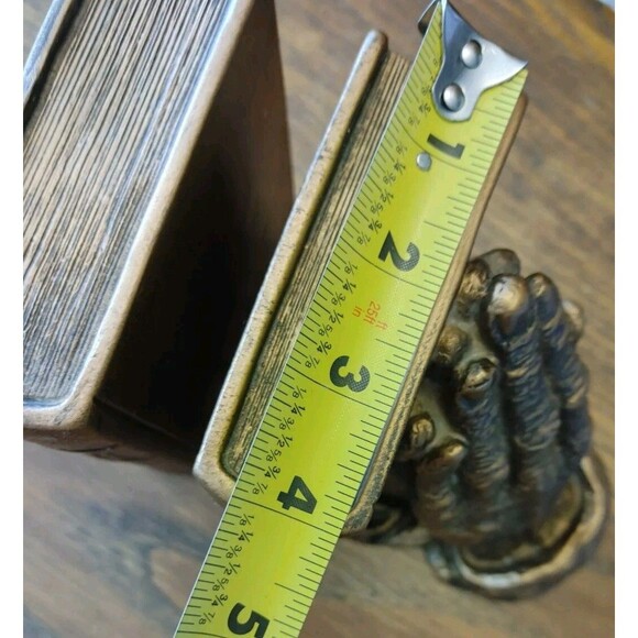 VTG Golden Praying Hands With Bible Bookends Set of 2 L/R Brass Color Finish - Picture 6 of 11